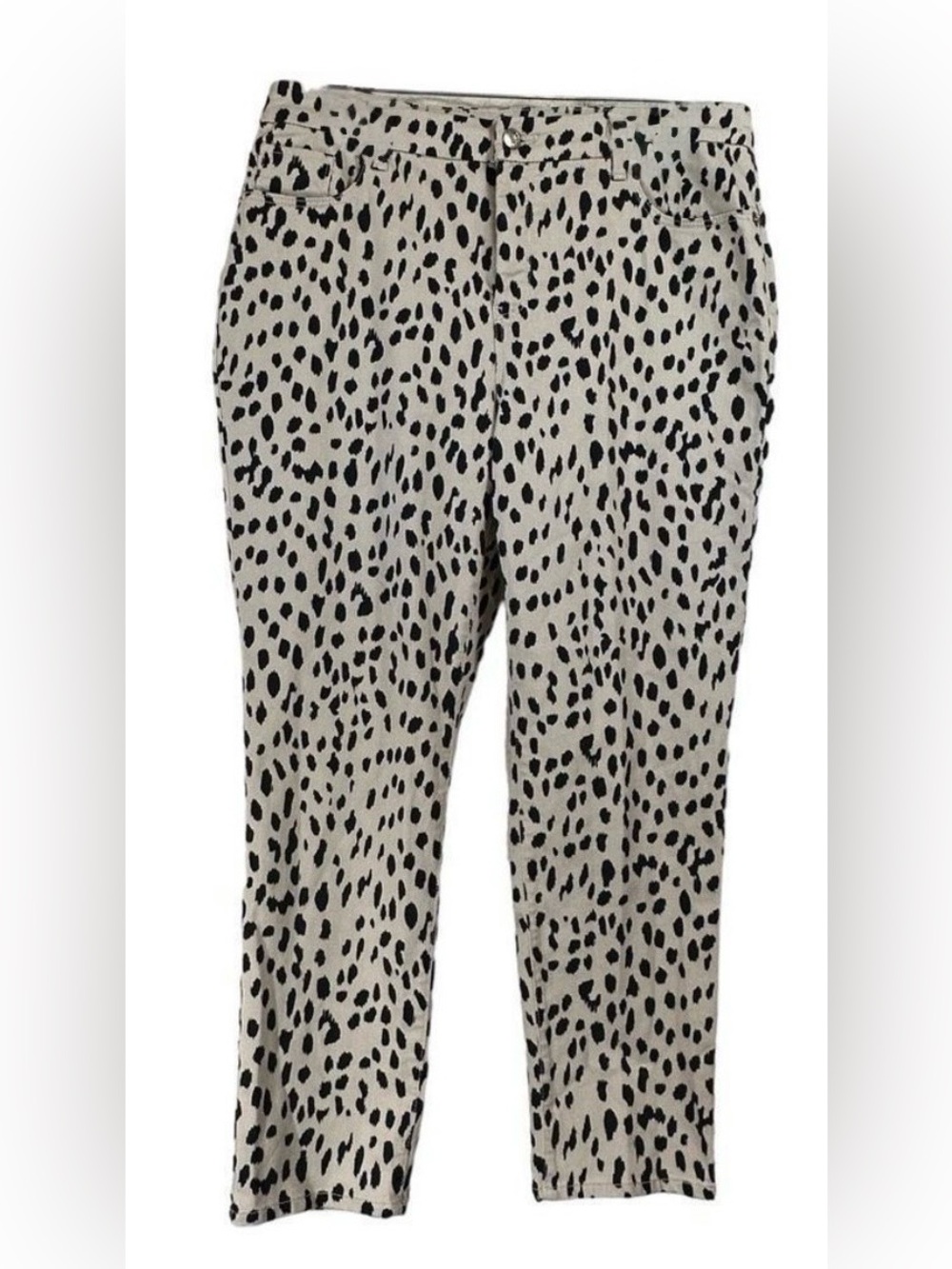 Chico's Slim Girlfriend Pants in Black and Tan Animal Print